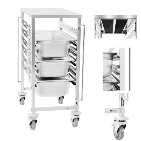 GASTRONOMICZNY WÓZEK Z PÓŁKĄ DO TRANSPORTU POJEMNIKÓW 6X GN1/1