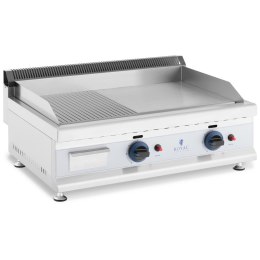 GRILL GAZOWY PODWÓJNY GŁADKI RYFLOWANY NA GAZ ZIEMNY 0.02 BAR 74.5 X 40 CM 2 X 3100 W