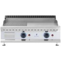 GRILL GAZOWY PODWÓJNY GŁADKI RYFLOWANY NA GAZ ZIEMNY 0.02 BAR 74.5 X 40 CM 2 X 3100 W