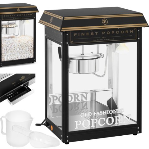 MASZYNA AUTOMAT URZĄDZENIE DO PRAŻENIA POPCORNU RETRO TEFLON 1600 W 5-6 KG/H - CZARNO-ZŁOTA