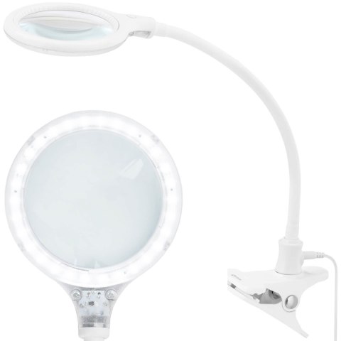 LAMPA KOSMETYCZNA WARSZTATOWA POWIĘKSZAJĄCA 5 DIOPTRII 30X LED ŚR. 125 MM