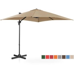 PARASOL OGRODOWY BOCZNY NA WYSIĘGNIKU KWADRATOWY 250 X 250 CM SZAROBRĄZOWY