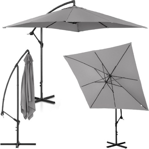 PARASOL OGRODOWY NA WYSIĘGNIKU KWADRATOWY 250 X 250 CM CIEMNOSZARY