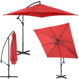 PARASOL OGRODOWY NA WYSIĘGNIKU KWADRATOWY 250 X 250 CM CZERWONY