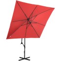 PARASOL OGRODOWY NA WYSIĘGNIKU KWADRATOWY 250 X 250 CM CZERWONY