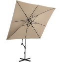 PARASOL OGRODOWY NA WYSIĘGNIKU KWADRATOWY 250 X 250 CM SZAROBRĄZOWY