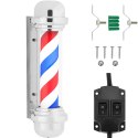 SŁUPEK SZYLD FRYZJERSKI BARBERSKI BARBER POLE OBROTOWY PODŚWIETLANY 38 CM - SREBRNY