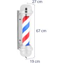 SŁUPEK SZYLD FRYZJERSKI BARBERSKI BARBER POLE OBROTOWY PODŚWIETLANY 38 CM - SREBRNY