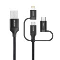 KABEL USB MFI LIGHTNING USB TYP C MICRO USB 3W1 1.2 M CZARNY