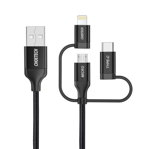 KABEL USB MFI LIGHTNING USB TYP C MICRO USB 3W1 1.2 M CZARNY KABEL USB MFI LIGHTNING USB TYP C MICRO USB 3W1 1.2 M CZARNY