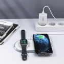 ŁADOWARKA BEZPRZEWODOWA QI 2W1 DO SMARTFONA APPLE WATCH ZE STOJAKIEM USB TYP C BIAŁY