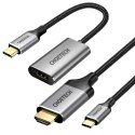 PRZEJŚCIÓWKA HUB USB TYP C - HDMI 2.0 + KABEL HDMI 2M SZARY