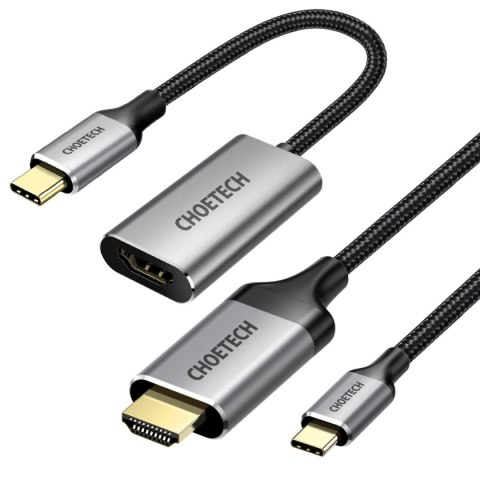 PRZEJŚCIÓWKA HUB USB TYP C - HDMI 2.0 + KABEL HDMI 2M SZARY PRZEJŚCIÓWKA HUB USB TYP C - HDMI 2.0 + KABEL HDMI 2M SZARY