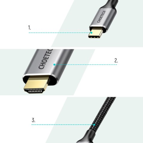 PRZEJŚCIÓWKA HUB USB TYP C - HDMI 2.0 + KABEL HDMI 2M SZARY PRZEJŚCIÓWKA HUB USB TYP C - HDMI 2.0 + KABEL HDMI 2M SZARY