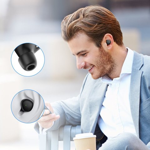 BEZPRZEWODOWE SŁUCHAWKI TWS BLUETOOTH 5.1 300MAH CZARNY BEZPRZEWODOWE SŁUCHAWKI TWS BLUETOOTH 5.1 300MAH CZARNY