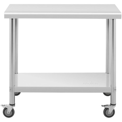 STÓŁ METALOWY GASTRONOMICZNY NA KÓŁKACH Z PÓŁKĄ STAL 70 X 100 CM STÓŁ METALOWY GASTRONOMICZNY NA KÓŁKACH Z PÓŁKĄ STAL 70 X 100 CM