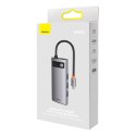 METAL GLEAM SERIES STACJA DOKUJĄCA HUB 6W1 USB-C HDMI 3XUSB 3.2 POWER DELIVERY VGA SZARY