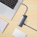 METAL GLEAM SERIES STACJA DOKUJĄCA HUB 6W1 USB-C HDMI 3XUSB 3.2 POWER DELIVERY VGA SZARY