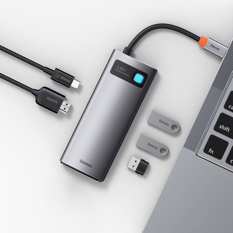 MULTIFUNKCJONALNY HUB USB 5W1 USB-C PD 100W HDMI SZARY MULTIFUNKCJONALNY HUB USB 5W1 USB-C PD 100W HDMI SZARY