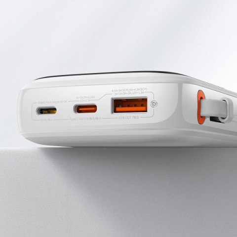 POWERBANK Z SZYBKIM ŁADOWANIEM 10000MAH 22.5W QC-PD-SCP-FCP KABEL USB-C BIAŁY POWERBANK Z SZYBKIM ŁADOWANIEM 10000MAH 22.5W QC-PD-SCP-FCP KABEL USB-C BIAŁY