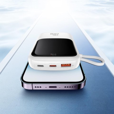 POWERBANK Z SZYBKIM ŁADOWANIEM 10000MAH 22.5W QC-PD-SCP-FCP KABEL USB-C BIAŁY POWERBANK Z SZYBKIM ŁADOWANIEM 10000MAH 22.5W QC-PD-SCP-FCP KABEL USB-C BIAŁY