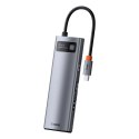 WIELOFUNKCYJNY HUB 8W1 USB USB-C PD 100W HDMI CZYTNIK KART SD I MICROSD 3X USB 3.2 RJ45 SZARY