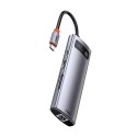 WIELOFUNKCYJNY HUB 8W1 USB USB-C PD 100W HDMI CZYTNIK KART SD I MICROSD 3X USB 3.2 RJ45 SZARY