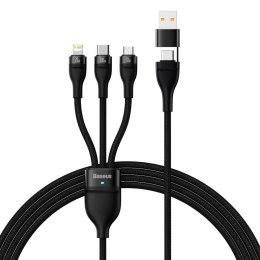 KABEL PRZEWÓD 4W1 USB+USB-C DO USB-C / IPHONE LIGHTNING / MICRO USB 1.2M - CZARNY