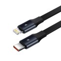 ŁADOWARKA SAMOCHODOWA 2W1 USB-C + IPHONE LIGHTNING ZWIJANY PRZEWÓD 75CM 30W - CZARNY