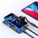 ŁADOWARKA SAMOCHODOWA 2W1 USB-C + IPHONE LIGHTNING ZWIJANY PRZEWÓD 75CM 30W - CZARNY