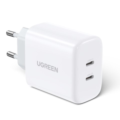 ŁADOWARKA SIECIOWA DO TELEFONU 2X USB-C 40W POWER DELIVERY BIAŁY