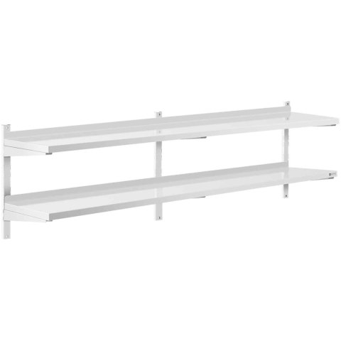 PÓŁKA ŚCIENNA WISZĄCA GASTRONOMICZNA PODWÓJNA Z REGULACJĄ STAL 200 X 40 CM PÓŁKA ŚCIENNA WISZĄCA GASTRONOMICZNA PODWÓJNA Z REGULACJĄ STAL 200 X 40 CM