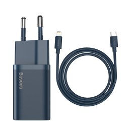 SUPER SI 1C SZYBKA ŁADOWARKA USB-C 20W PD + KABEL DO IPHONE LIGHTNING 1M NIEBIESKI