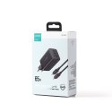 SZYBKA ŁADOWARKA SIECIOWA GAN USB 2X USB-C + KABEL USB-C 1.2M - CZARNA