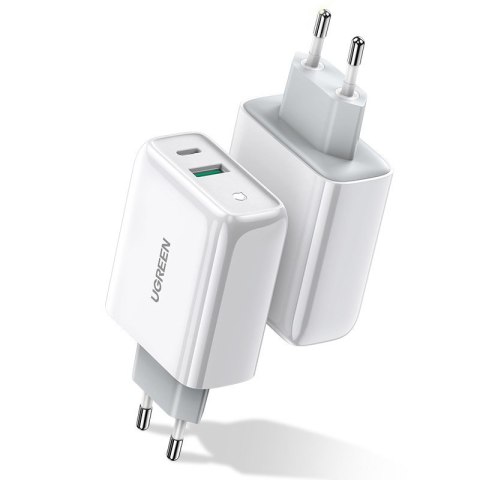 SZYBKA ŁADOWARKA SIECIOWA USB-C + USB 36 W QUICK CHARGE 4.0 POWER DELIVERY BIAŁY