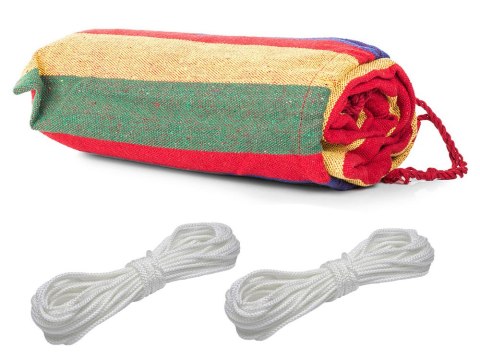 Hamak ogrodowy dwuosobowy xxl turystyczny w paski pokrowiec 200 x 150 duży Hamak ogrodowy dwuosobowy xxl turystyczny w paski pokrowiec 200 x 150 duży