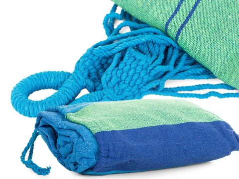 Hamak ogrodowy dwuosobowy xxl turystyczny w paski pokrowiec 200 x 150 duży Hamak ogrodowy dwuosobowy xxl turystyczny w paski pokrowiec 200 x 150 duży