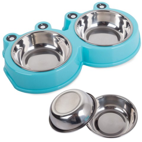 Miska podwójna dla psa kota metalowa 0,175l x 2 Miska podwójna dla psa kota metalowa 0,175l x 2