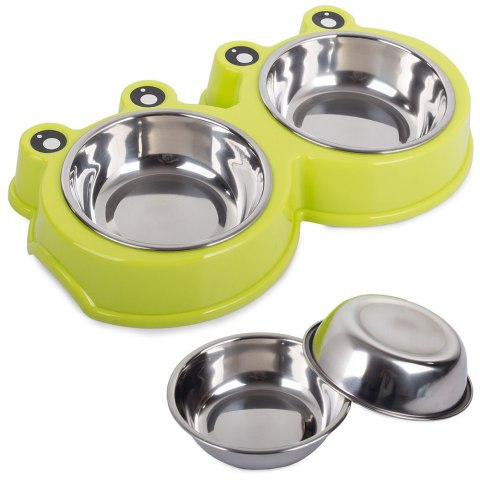 Miska podwójna dla psa kota metalowa 0,175l x 2 Miska podwójna dla psa kota metalowa 0,175l x 2