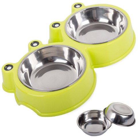Miska podwójna dla psa kota metalowa 0,3l x 2 Miska podwójna dla psa kota metalowa 0,3l x 2