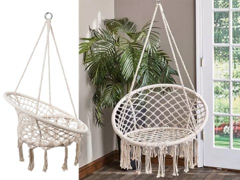Huśtawka ogrodowa bocianie gniazdo fotel wiszący krzesło boho 80cm Huśtawka ogrodowa bocianie gniazdo fotel wiszący krzesło boho 80cm