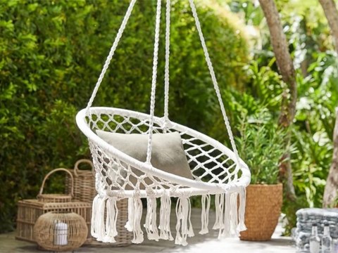 Huśtawka ogrodowa bocianie gniazdo fotel wiszący krzesło boho 80cm Huśtawka ogrodowa bocianie gniazdo fotel wiszący krzesło boho 80cm