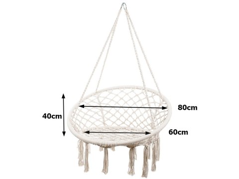 Huśtawka ogrodowa bocianie gniazdo fotel wiszący krzesło boho 80cm Huśtawka ogrodowa bocianie gniazdo fotel wiszący krzesło boho 80cm