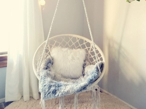 Huśtawka ogrodowa bocianie gniazdo fotel wiszący krzesło boho 80cm Huśtawka ogrodowa bocianie gniazdo fotel wiszący krzesło boho 80cm