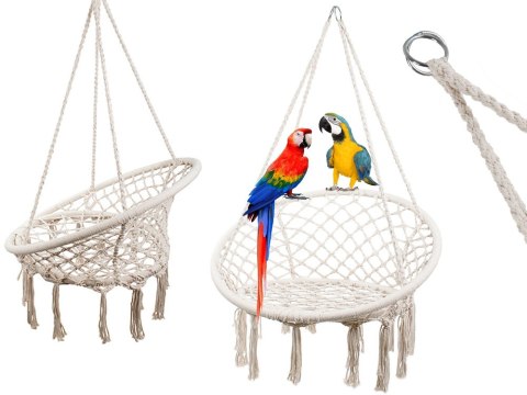 Huśtawka ogrodowa bocianie gniazdo fotel wiszący krzesło boho 80cm Huśtawka ogrodowa bocianie gniazdo fotel wiszący krzesło boho 80cm