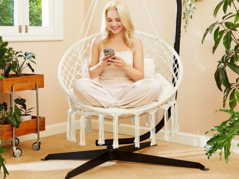 Huśtawka ogrodowa bocianie gniazdo fotel wiszący krzesło boho 80cm Huśtawka ogrodowa bocianie gniazdo fotel wiszący krzesło boho 80cm