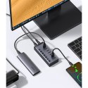 7W1 WIELOFUNKCYJNY HUB ROZDZIELACZ USB-C - 7X USB 3.0 PD DC 12V SZARY