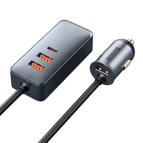 ŁADOWARKA SAMOCHODOWA ROZDZIELACZ 3X USB + USB-C 120W PPS QC PD SZARY