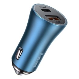 SZYBKA ŁADOWARKA SAMOCHODOWA 40W PD QC USB-C / USB + KABEL DO IPHONE NIEBIESKI