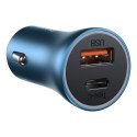 SZYBKA ŁADOWARKA SAMOCHODOWA 40W PD QC USB-C / USB + KABEL DO IPHONE NIEBIESKI